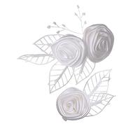 Healvian 2 Piezas juego de pinzas para el cabello con flores fiesta pétalo floral nupcial clips seda accesorios para el cabello flor rosa Barretas para el cabello de las flores tela blanco