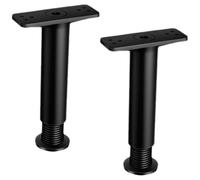 Healvian 2 Piezas Patas Ajustables para Cama de Plástico Acero Negro Alta Dureza, Soporte Central Resistente Que No se Deforma, Adecuado para Muebles y Camas