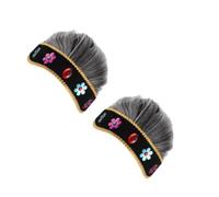 Healvian 2 Piezas Peluca Gris de Abuela para Niñas, Teatro Infantil, Fibra