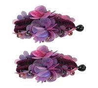 Healvian 2 piezas Pinzas para Pelo de Plátano de Tela con Flores Moradas de Sujetador Seguro para Coletas y Peinados para Mujeres y Niñas con Cabello Grueso