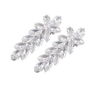 Healvian 2 Piezas Pinzas Pelo de Boda Circonita en Forma de Hoja, Diseño Ligero de Cobre Plateado, Agarre Seguro para Novias y Eventos Diarios