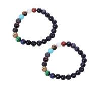 Healvian 2 piezas Pulsera Mujer Sistema Solar Cuentas Piedra Natural Pulsera Planetas Estrella Guardiana Diseño Cómodo y Duradero Regalo Cumpleaños y Navidad