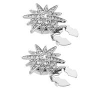 Healvian 2 Piezas Rhinestone Button Covers Metal Star-shaped Embellishments For Shirts And Jackets Detachable Jewelry Accessories For Blouses And Suits