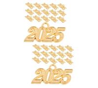 Healvian 2 Series Adornos Colgantes Digitales Cuentas Y Anillos De Macramé Dijes De Letras Del Año 2025 Kit Para Hacer Pulseras De Cuentas Telar Banda Golden Aleación De Zinc 20 Piezas*2