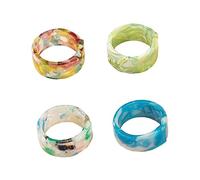 Healvian 2 Series Anillo De Resina Acrílica Unisex Diseño Minimalista Para Ocasiones Especiales Accesorio De Moda Colores Azul Y Blanco Para Cumpleaños Y Fotografía 4 Piezas X 2