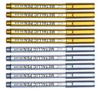 Healvian 20 Piezas Marcador Metálico Plateado de Punta Fina, Plástico | Escritura Suave sobre Papel y Acrílico, Brillo Moderno, Adecuado para Journaling y Libros de Visitas Estilo Aleatorio