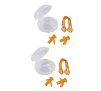 Healvian 2piezas Accesorios Para Natación Clip De Nariz y Tapones De Silicona Impermeables Diseño Ergonómico Para Entrenamiento y Actividades Acuáticas Naranja