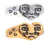 Healvian 2piezas Anillo Cara De Llanto Ajustable Joyería De Anillo Abierto Para Expresar Emociones Colores Surtidos