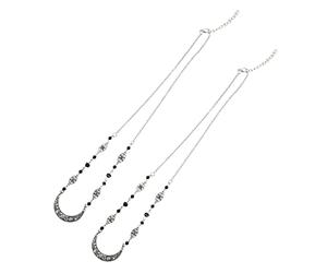 Healvian 2piezas Cadena Cabeza Vintage De Luna Diadema De Halloween Para Mujer Tocado Delicado Accesorio De Fiesta Natural Stone Crystal Beads