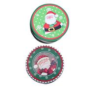 Healvian 2piezas Cajas Redondas de Hojalata para Dulces Adorables Cajas de Navidad para Guardar Galletas Navideñas para Decorar y Almacenar Estilo Aleatorio