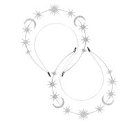 Healvian 2piezas Diadema de Estrellas de Doble Capa Diadema de Luna y Estrellas de Metal para Mujer Accesorios de Pelo para Fiestas Bodas y Escenarios