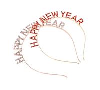 Healvian 2piezas Diadema De Rhinestones Happy Year Pack De Accesorio Para Celebraciones De Año y Navidad Diseño Chic Para y Decoración De