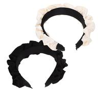 Healvian 2piezas Diademas De Satén Anchas y Plisadas Para Mujer Pack De Accesorios Elegantes Para Lavado Facial y Eventos Especiales