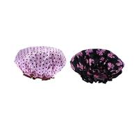 Healvian 2piezas Gorro De Ducha Para Mujer Protege Cabello Diseño De Maceta Flores y Lunares