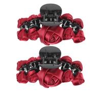 Healvian 2piezas Horquilla Floral para Mujer Pinzas de Pelo Rojas Adornos de Cabello Diseño de Flor para Fiestas de San Valentín y Uso Diario Suitable For Thick And Thin Hair