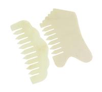 Healvian 2piezas Peine Gua Sha De Jade Herramienta De Masaje Facial y Cuerpo Bordes Redondeados Tensión Muscular Raspador Para