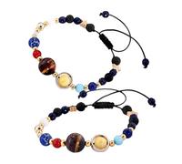 Healvian 2piezas Pulsera De Luna Accesorio Social Cuentas Solares Pulsera De Guardiana