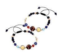 Healvian 2piezas Pulsera Estrella Guardiana de Cuentas del Sistema Solar Estrellas y Planetas Naturales Joyería Galáctica para Reuniones Hecha Mano