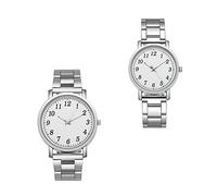 Healvian 2piezas Relojes De Pareja Modernos De Acero Inoxidable para Hombre y Mujer Relojes De Pulsera De Cuarzo para Parejas para Uso Diario Casual y Regalos para Enamorados