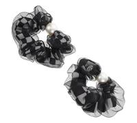 Healvian 2piezas Scrunchies De Gran Para Mujeres De Cabello De Cuadriculado Perlas Accesorios De Moda Cabello Para Coletas y Peinados Elegantes