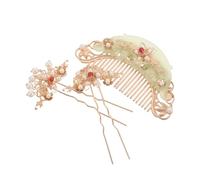 Healvian 3 Accesorios Cabello Estilo Antiguo Palillos de Acetato y Metal, Diseño Artesanal Hecho a Mano, Sujeción Firme para Fiestas y Eventos Temáticos