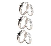 Healvian 3 Pares Anillos de Ajustables con Diseño de Anillos de Declaración para Hombres y Mujeres Asimétrico Romántico para