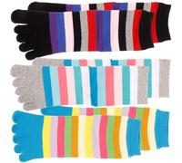 Healvian 3 Pares Calcetines Con Dedos Separados Para Mujer Calcetines Transpirables De Algodón Peinado Media Caña Con Rayas Modernas Para Correr Entrenamiento Y Uso Diario