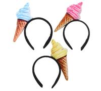 Healvian 3 Piezas Diadema de Helado Diadema de Cono de Helado para Mujeres y Niñas Accesorios Cuidado Piel Maquillaje Lavado Facial Cosplay y San Valentín por Paquete