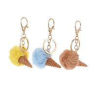 Healvian 3 Piezas Llaveros de Peluche con Diseño de Helado Creativo Colgantes Adorables para Bolsa de Colores Menta Rojo Sandía para Llaves y Decoración de Mochilas