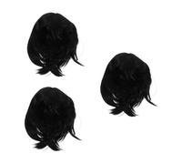 Healvian 3 Piezas Short Bob Wig con Flequillo Pelo Sintético Natural para Mujer Peluca Corto Recto para Fiesta y Cosplay Halloween Accesorio de Disfraz Realista y Cómodo