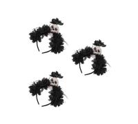 Healvian 3 Piezas Skull Flower Crown Hairband With Lifelike Blooms Intricate Day Of The Dead Headpiece For Halloween And Festival Party Accessories