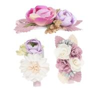 Healvian 3 Tocados de Flores Artificiales Accesorios Cabello Elegantes y Versátiles para Niña en Forma de Rosa Trenza Color Aleatorio para Fiestas y Fotografías