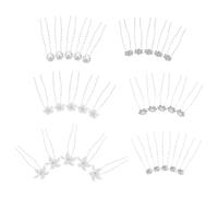 Healvian 30 horquillas para el pelo de boda, varios estilos, con perlas falsas en forma de U y flores de estrás, accesorios para el pelo para novias y damas de honor.