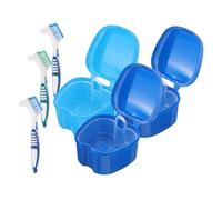 Healvian 3juegos Kit Cuidado de Dentaduras Postizas Almacenamiento de Dentaduras Postizas Cepillos Sistema de Limpieza y Almacenamiento para Remojar y Transportar Estuche de Viaje Prueba
