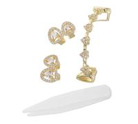 Healvian 3piezas Brackets Dorados Forma de Corazón para Mujer Parrillas Dentales de Circonita para Halloween Joyas Dentales Elegantes para Disfraces de Rapero y Celebraciones