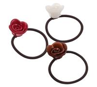 Healvian 3piezas Coletero de Rosa Gomas Decorativas Pelo Accesorios Elásticos Cabello Conjunto de Bandas Elásticas para Mujeres sin Dañar el Cabello para Novias y Niñas