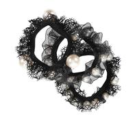 Healvian 3piezas Coleteros De Perlas y Encaje Para Cabello Rizado Accesorios De Pelo Para Mujeres y Niñas De Pelo Elásticas y Para Coletas Chic y Elegante