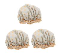 Healvian 3piezas Gorro De Ducha Reutilizable Para Mujer Capucha De Doble Capa Para Baño y Tratamientos Capilares Diseño Elástico y Decorativo Transparente