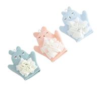 Healvian 3piezas Guantes De Baño Para Bebés De Esponja De Dibujo Guantes Exfoliantes Duales Para Ducha Colores Azul Menta Material Resistente y Duradero