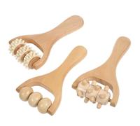 Healvian 3piezas Rodillos de Masaje de Madera Herramientas de Masaje para Manos Pies y Espalda Prácticas para Uso Diario Casa o Gimnasio