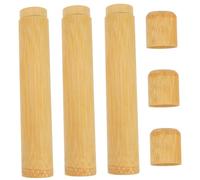 Healvian 3piezas Soportes De Bambú Cilíndricos Estuche Portacepillos para Casa Viaje y Camping