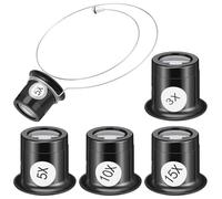 Healvian 4 de Joyero con Alambre de Fijación, para Relojes, Diamantes, Gemas, Rocas Y Sellos, Herramienta de Reparación Experimental (3X, 5X, 10x Y 15x)