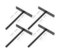 Healvian 4 Juegos Soporte Oculto para Estantes en Forma de T de Hierro Negro, Resistente y Robusto para Montaje en Pared, Adecuado para Proyectos DIY y Cocina, Incluye