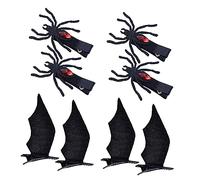 Healvian 4 pares Pinzas para Pelo Halloween Clips de No Tejida con Diseño de Demonio y Araña Accesorios Festivos para Fiestas de Disfraces