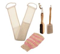 Healvian 4 Piezas 1 Juego Kit De Cepillo De Baño Cepillo De Ducha Para Kits De Limpieza Corporal Esponja Guante Mango Cepillo Para Ducha Cepillo Corporal Celulitis Toalla Exfoliante