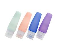 Healvian 4 piezas Botellas de Silicona para Viaje Envases Rellenable Portátiles para Loción y Crema Diseño Seguro y Prueba de Fugas Colores Pastel