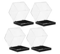 Healvian 4 Piezas Caja de Exhibición de Especímenes Minerales Caja Cuadrada Transparente para Almacenamiento Base para Gemas