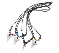 Healvian 4 Piezas Collar Colgante de Diente de Falso para Hombre Ajustable y Resistente Joyería de Playa y Surf Inspirada el Océano Tropical