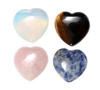 Healvian 4 Piezas Cristal natural amor piedras preciosas artesanías piedras preciosas de colores decoración escritorio joya piedras preciosas curativas piedra de palma de corazón amar