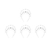 Healvian 4 Piezas Diadema de Boda Vintage Estrellas y Luna de Aleación y Cristales de Imitación, Ligera y Artesanal, Adecuado para Novia y Fiesta